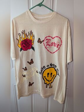 Pacsun Forever Yours T-Shirt Cream Size Large NWOT